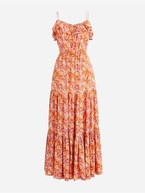 J. Crew Tiered maxi dress in painted block print